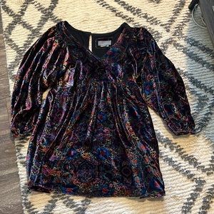Anthropologie Long Sleeve Velvet Dress